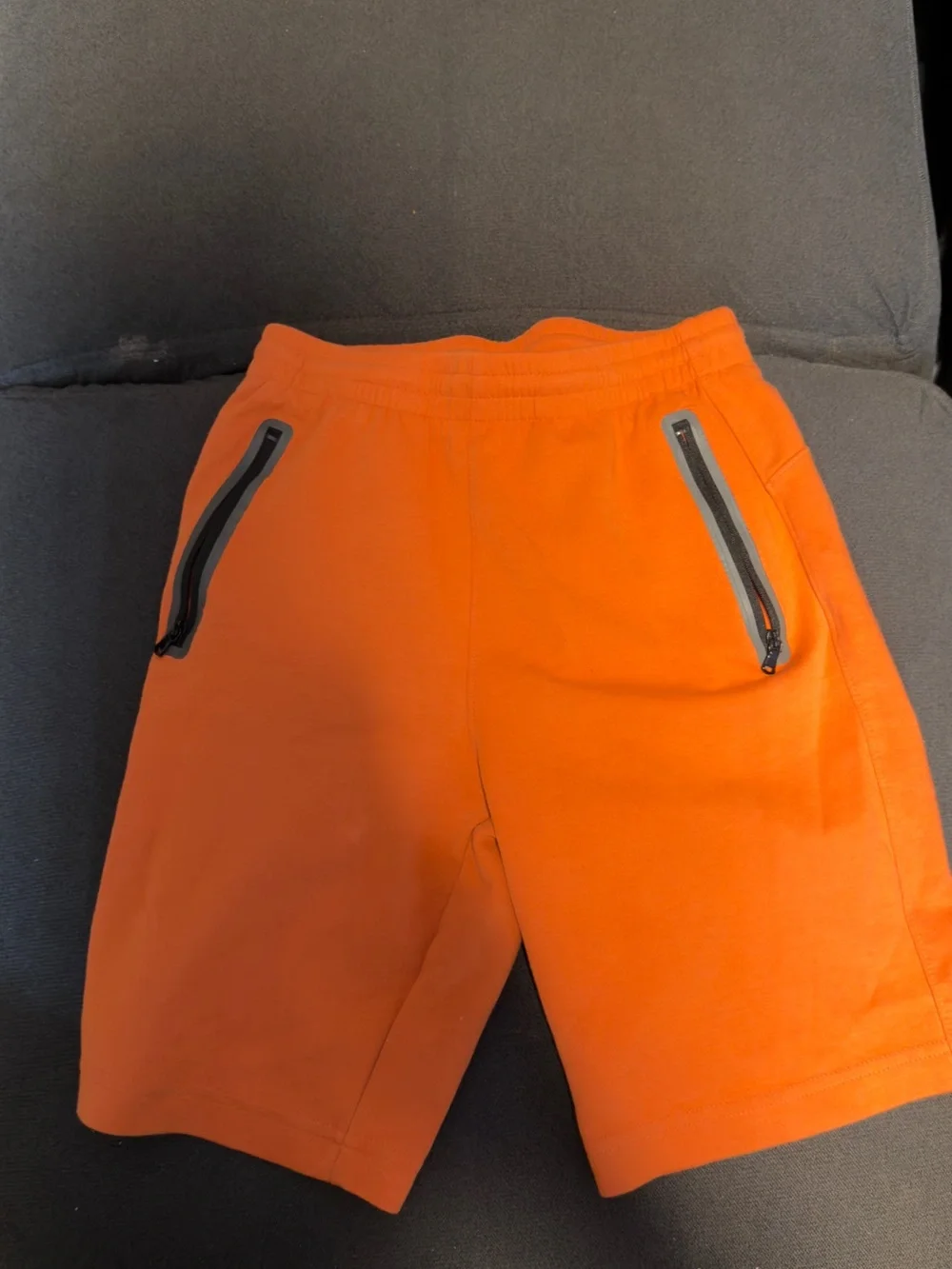 Kids Orange Performance Zip-Pocket Shorts